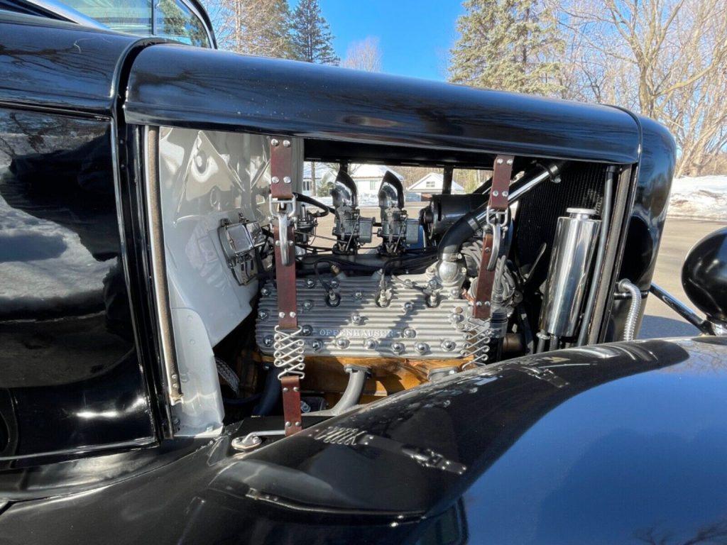 1932 Ford Deluxe 3 Window Coupe SCTA Hot Rod Flathead Black Tuck and Roll