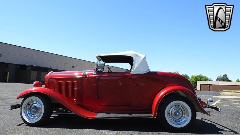 red 1932 Ford Roadster 301 Chevy with a Blower V8 3 Speed Manual