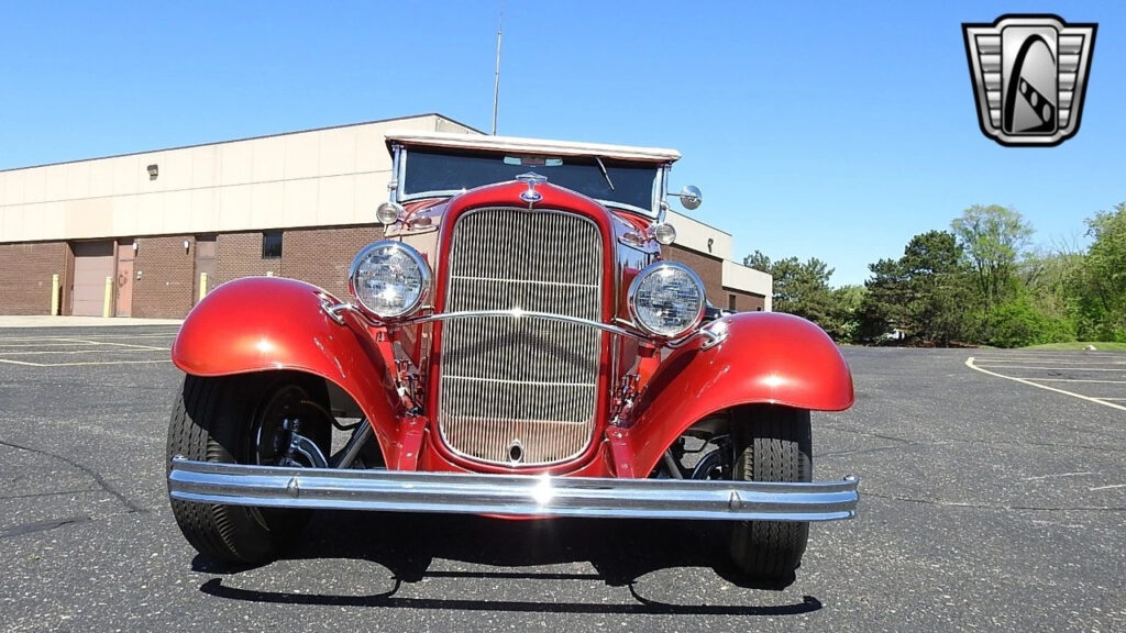 red 1932 Ford Roadster 301 Chevy with a Blower V8 3 Speed Manual