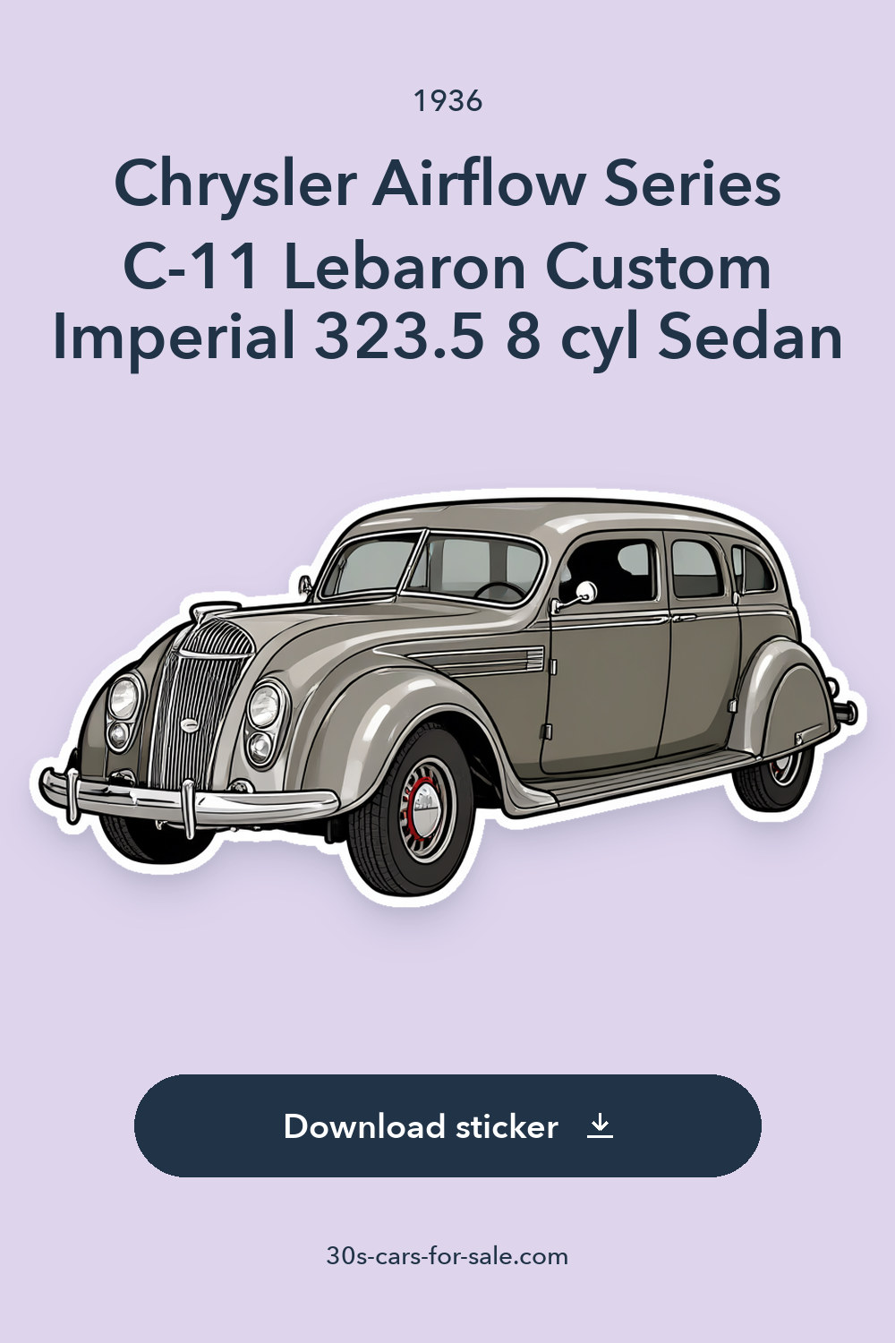 1936 Chrysler Airflow Series C-11 Lebaron Custom Imperial 323.5 8 cyl Sedan sticker preview