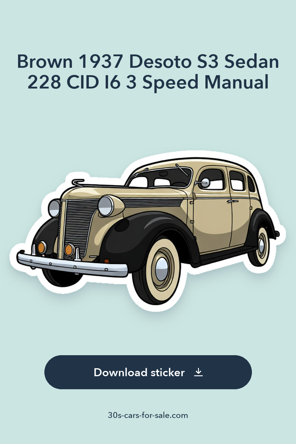 Brown 1937 Desoto S3 Sedan 228 CID I6 3 Speed Manual sticker preview